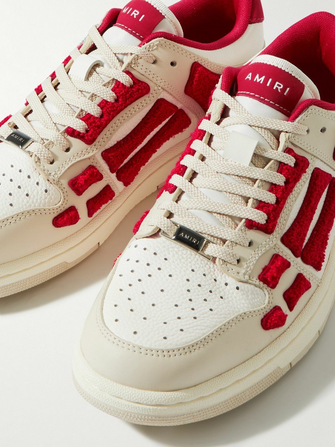 AMIRI - Skel-Top Colour-Block Leather and Bouclé Sneakers