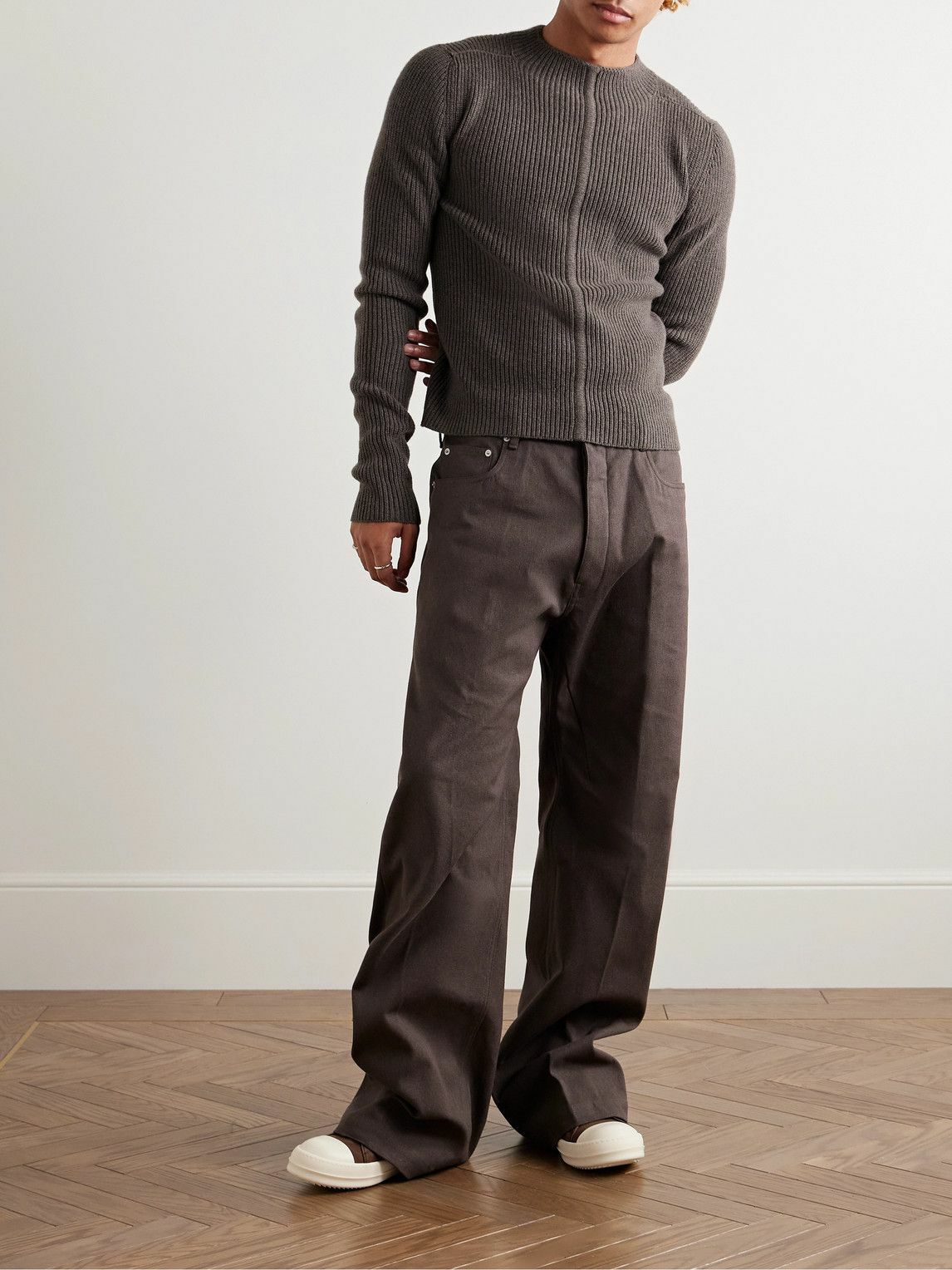 Rick Owens - Ribbed Recycled-Cashmere and Wool-Blend Sweater - Brown