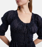 Dôen Ischia gathered polka-dot cotton midi dress