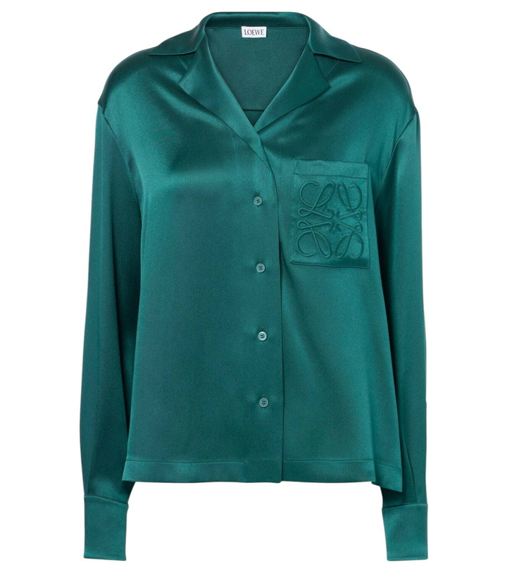 Photo: Loewe Anagram silk satin pajama shirt