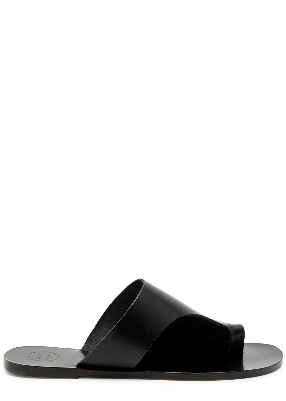 Atp Atelier Rosa Leather Thong Sandals Black