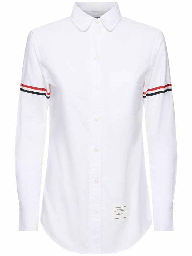 Photo: THOM BROWNE Classic Round Collar Shirt with Grosgrain