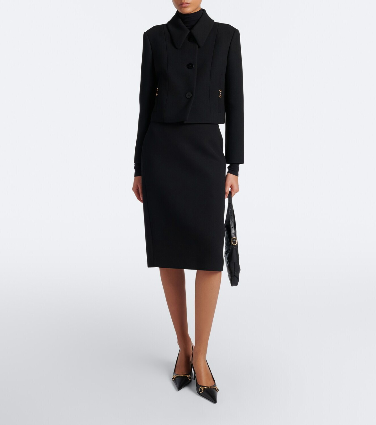 Gucci Horsebit wool crêpe pencil skirt