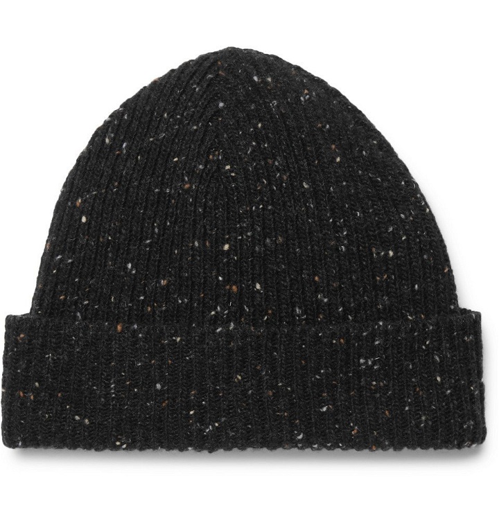 Photo: Mr P. - Ribbed Donegal Wool Beanie - Men - Black