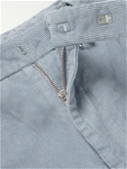 Officine Générale - Owen Tapered Belted Garment-Dyed Cotton-Corduroy Trousers - Blue