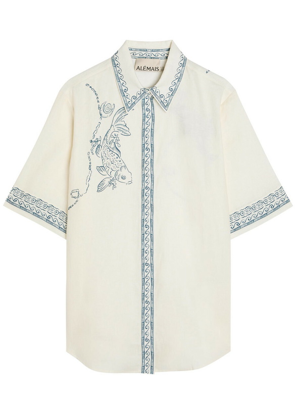 Photo: Alemais Lucky Printed Linen Shirt Ivory