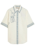 Alemais Lucky Printed Linen Shirt Ivory