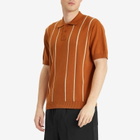 Percival Men's Micro Cable Knitted Polo in Tobacco