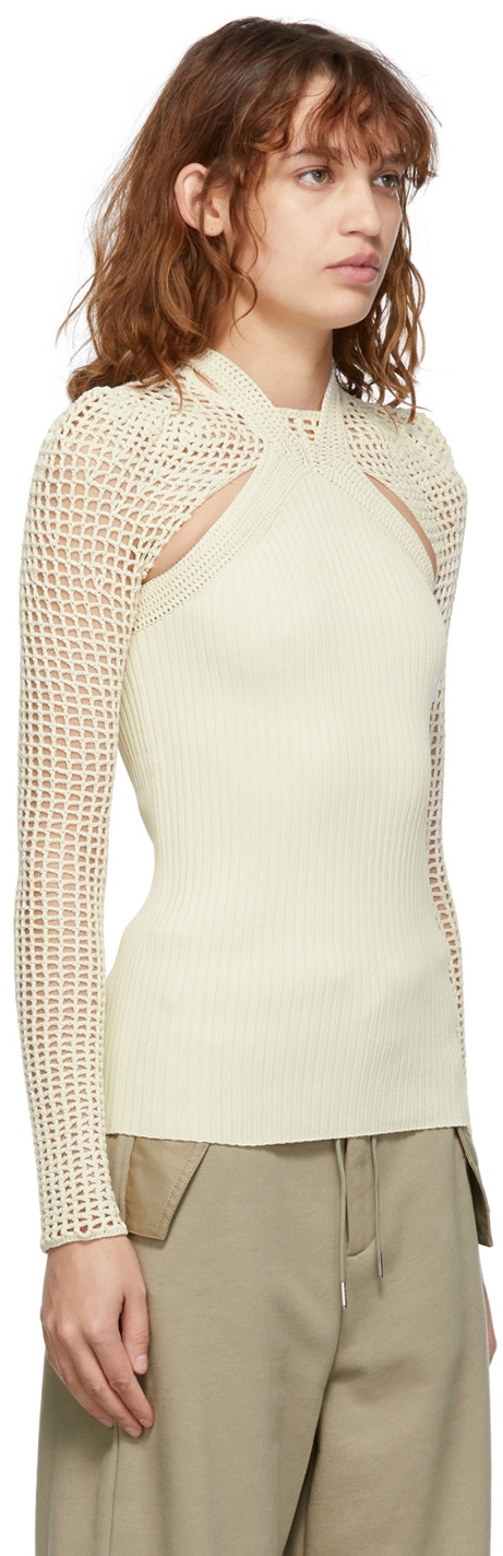 Dion Lee Off-White Crochet Stirrup Top