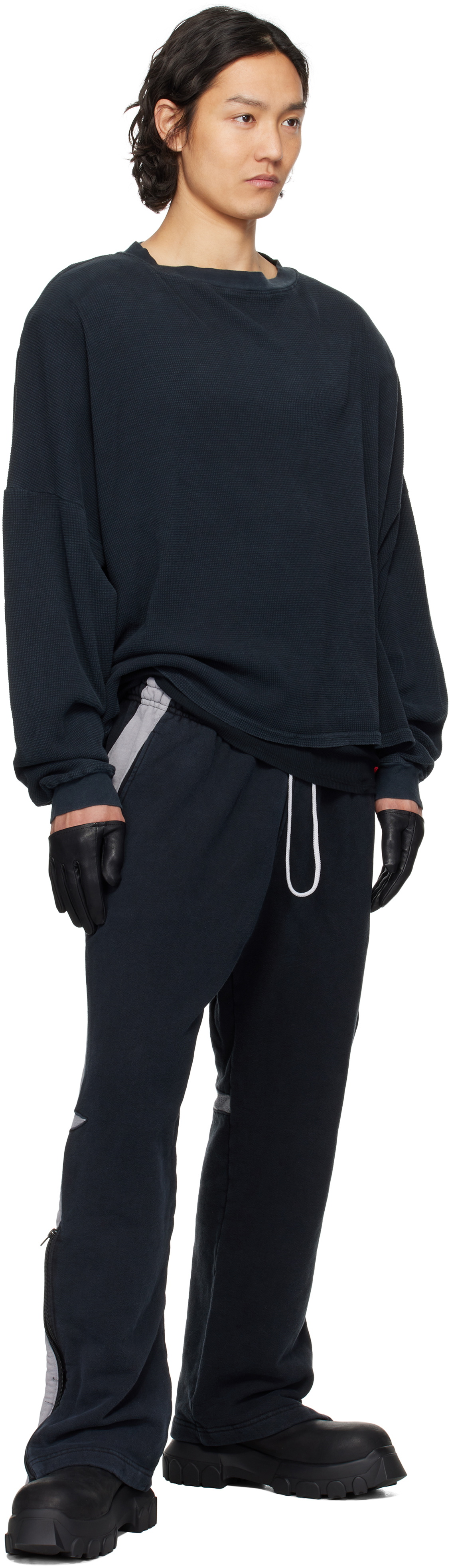 GREG ROSS Black Shoulder Pad Thermal Sweatshirt Greg Ross