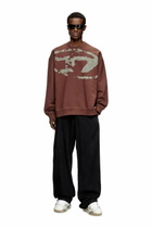 Diesel Cotton sweatshirt with flocked Oval D - Sweaters Mens in Brown
