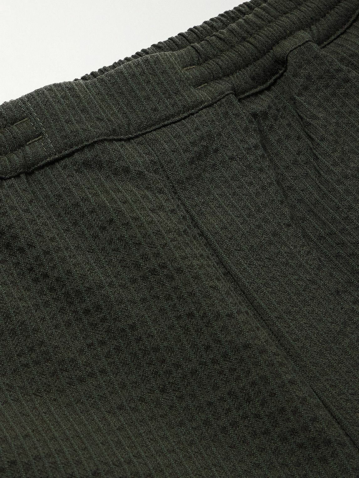A Kind Of Guise - Banasa Tapered Wool-Seersucker Trousers - Green