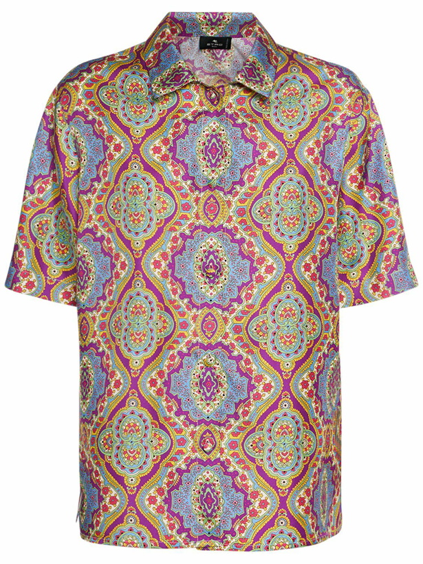 Photo: ETRO - Printed Silk Short Sleeve Bowling Shirt