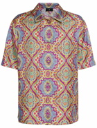 ETRO - Printed Silk Short Sleeve Bowling Shirt