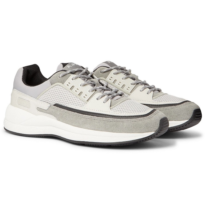 Photo: A.P.C. - Herbert Panelled Suede, Leather, Mesh and Nylon Sneakers - Gray