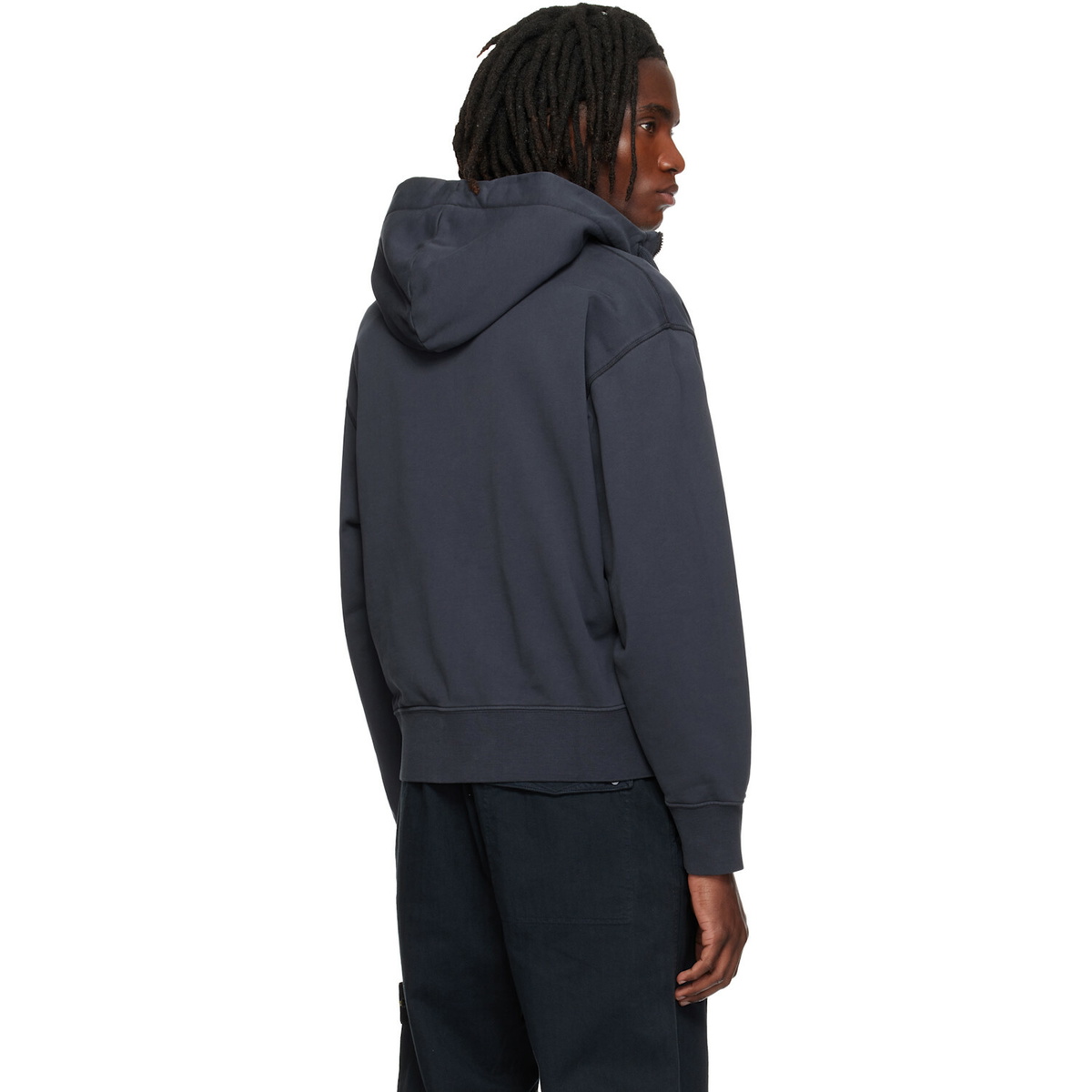 Stone Island Navy 6100009 Organic Cotton Fleece Hoodie