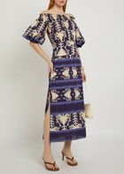 Johanna Ortiz Harbour Hues Patterned Cotton-poplin Midi Dress Beige