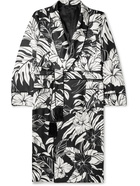 TOM FORD - Tasselled Piped Floral-Print Silk-Twill Robe - Black