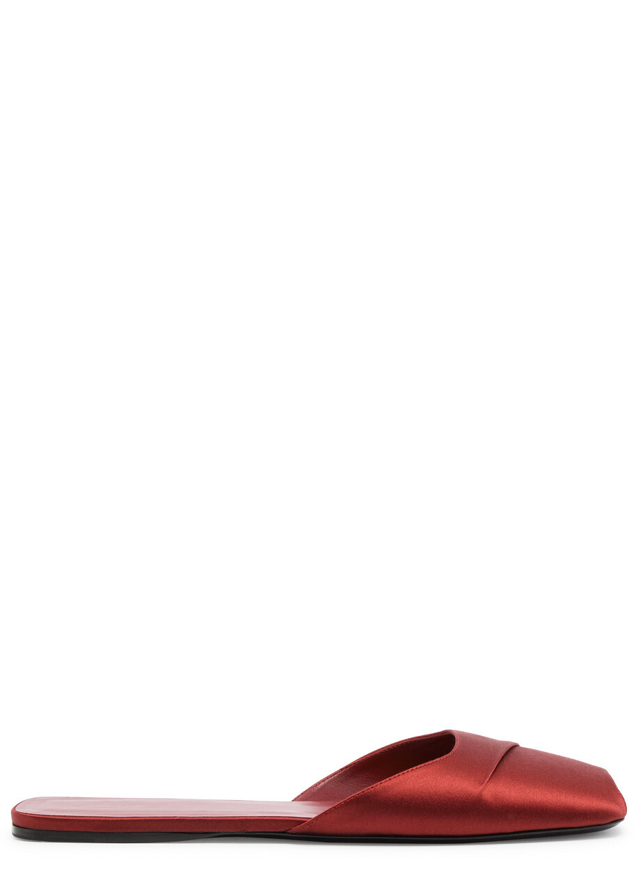The Row Milla Satin Flat Mules Red The Row