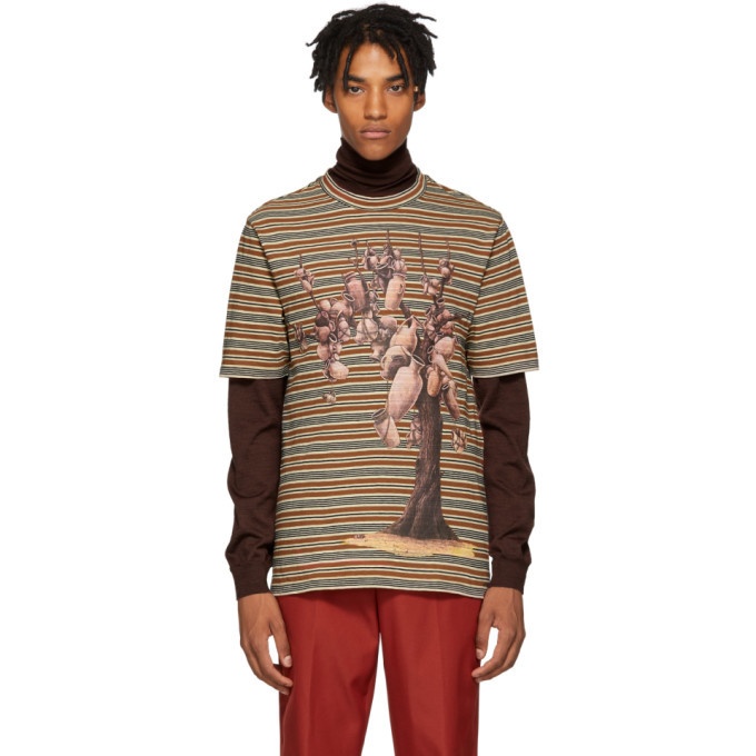 Photo: Loewe Red and Beige Striped Clay Pot T-Shirt