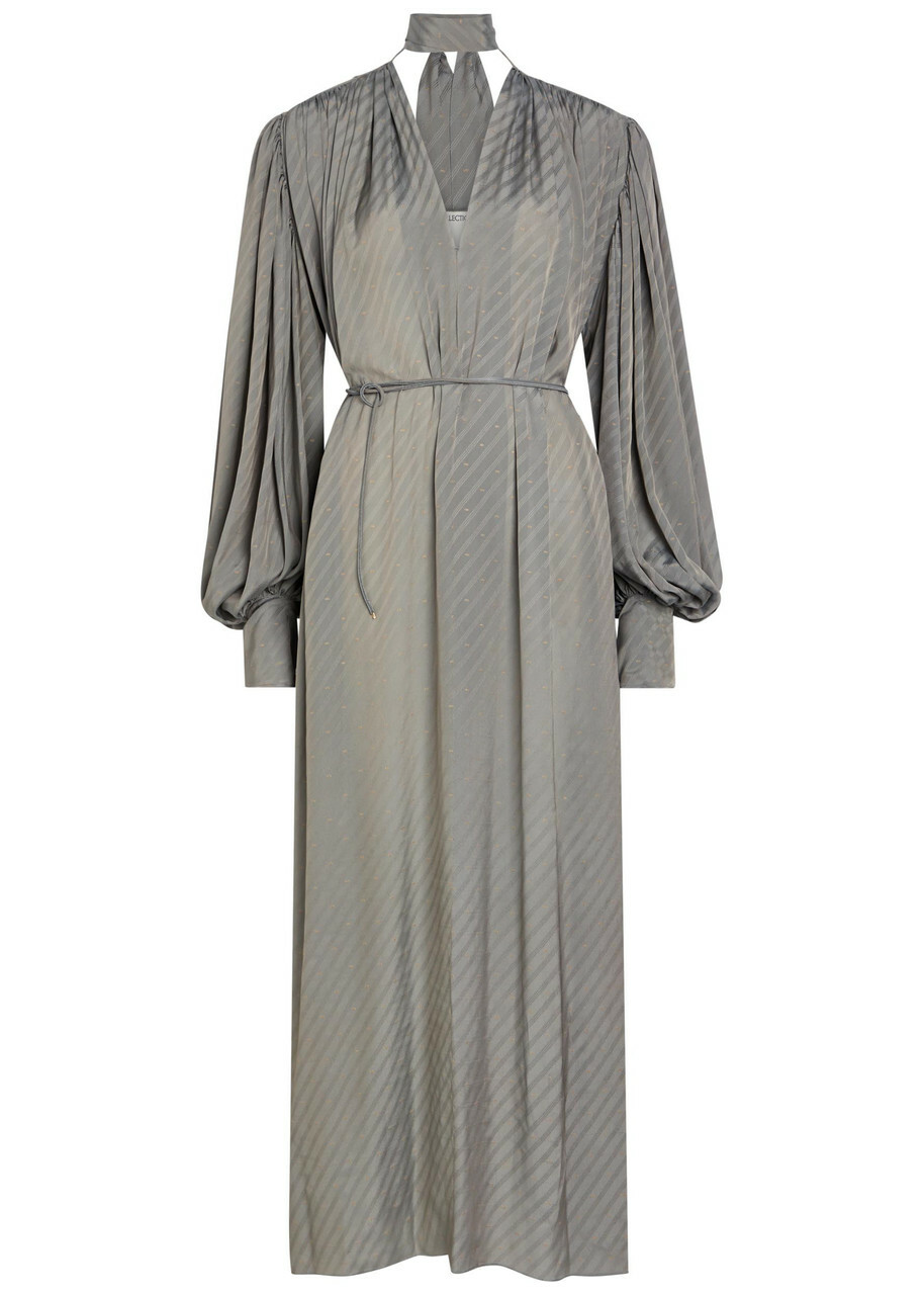 Calvin Klein Natalie fil Coupé Brushed Satin Midi Dress Grey