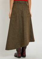 Ganni Belted Wool Midi Skirt Brown
