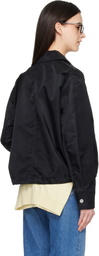 AMI Paris Black Nylon 'Ami De Coeur' Stud Buttoned Jacket