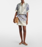 Alémais Printed linen and cotton miniskirt