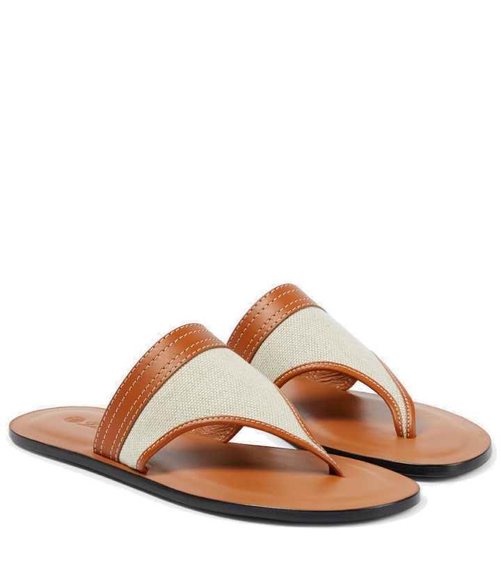 Photo: Loro Piana Tiki leather-trimmed slides