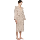 Tekla Off-White & Brown Terry Hooded Bathrobe
