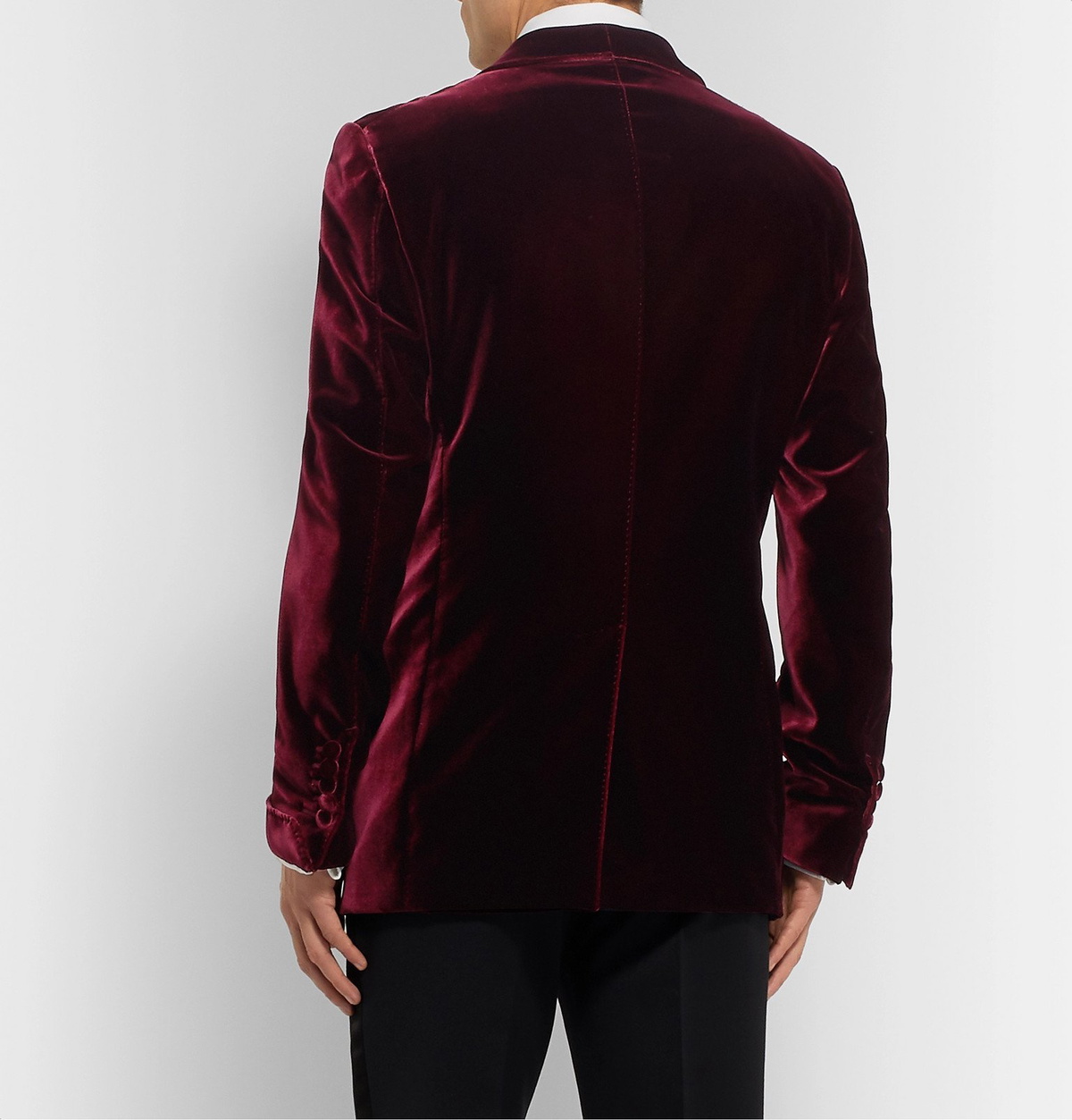TOM FORD - Burgundy Shelton Slim-Fit Shawl-Collar Velvet Tuxedo Jacket - Burgundy