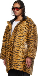 Martine Rose Black & Tan Leopard Reversible Leather Coat