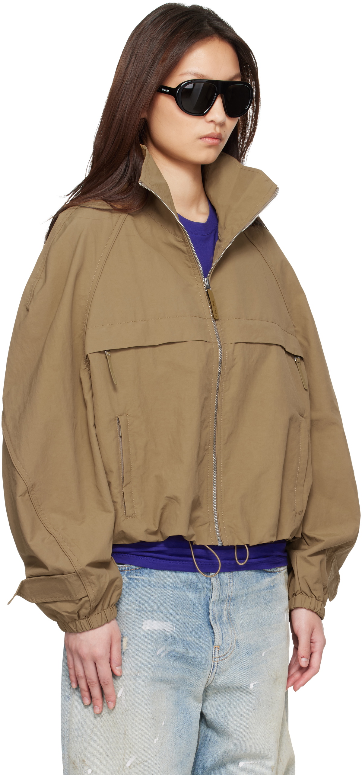 Acne Studios Tan Nylon Logo Jacket