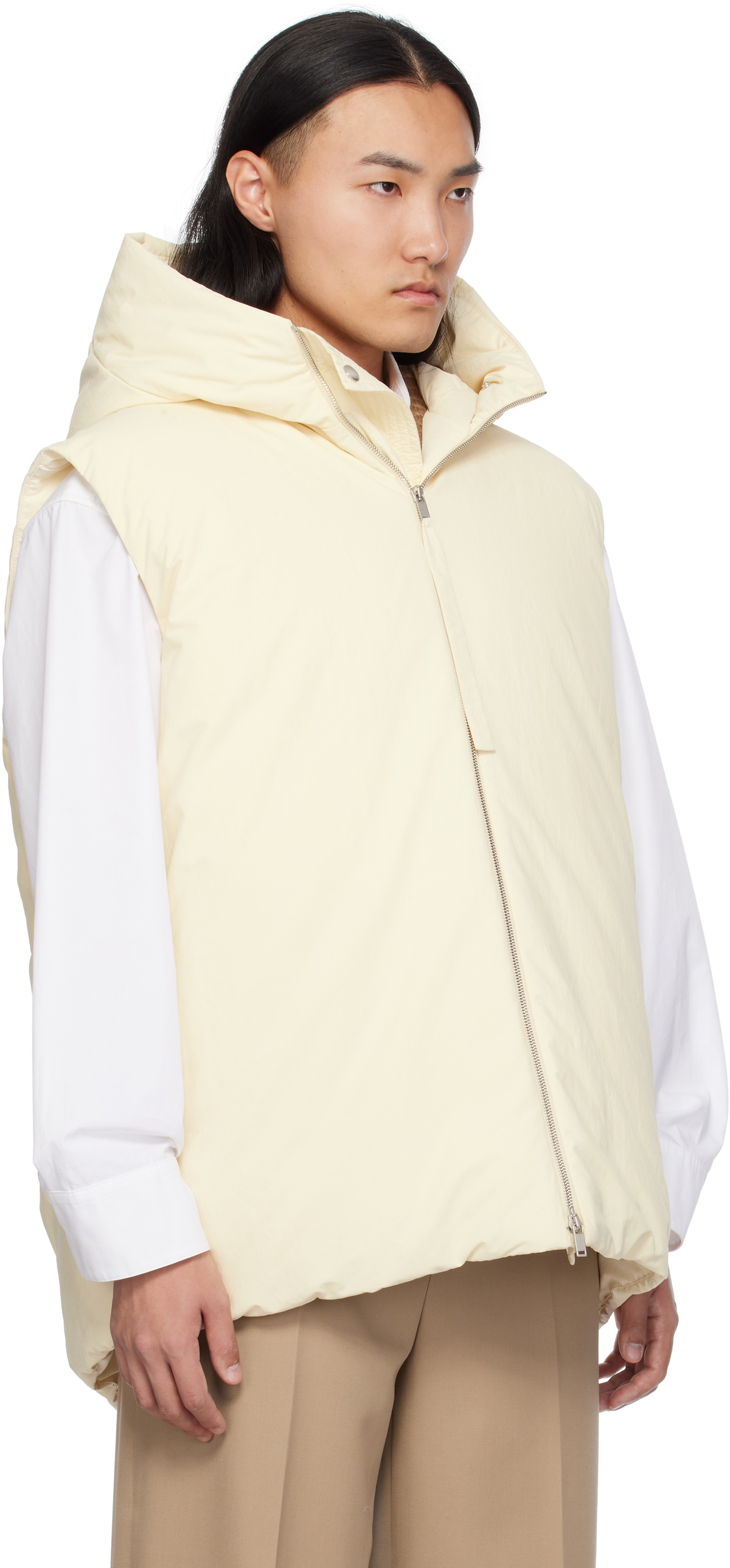 Jil Sander Beige Medium Fill Down Vest