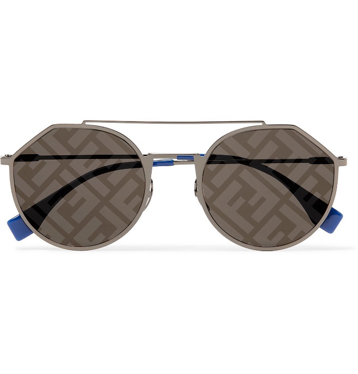 Photo: Fendi - Aviator-Style Logo-Print Silver-Tone and Acetate Sunglasses - Silver