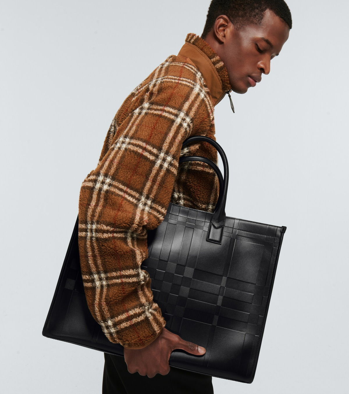 Burberry - Leather checked tote bag Burberry