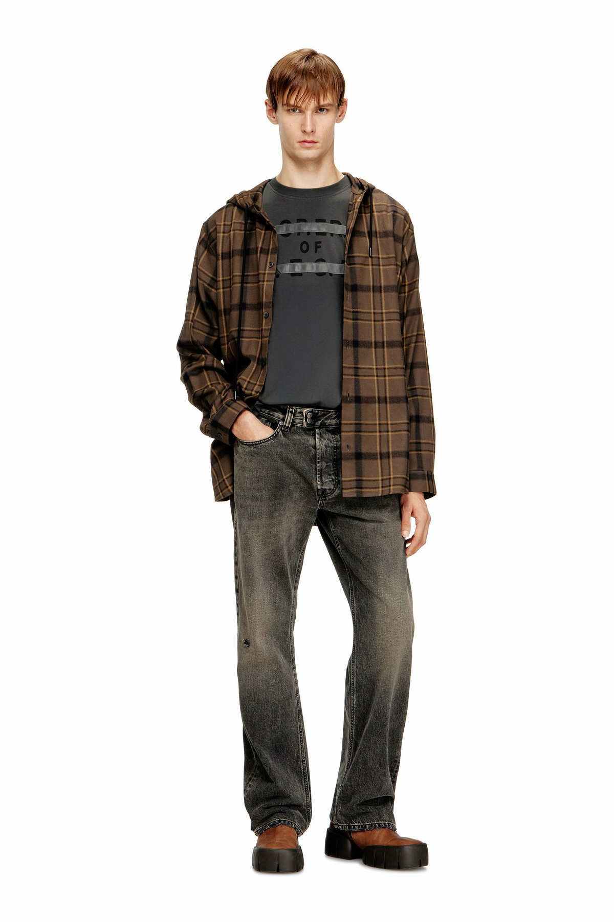 Diesel Regular T-shirt with D appliqué - T-Shirts Mens in Grey