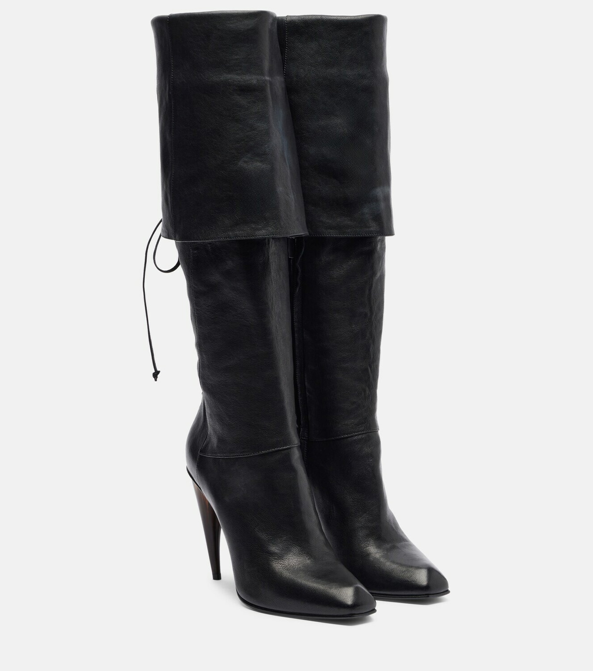 McQueen Horn Heel leather knee-high boots
