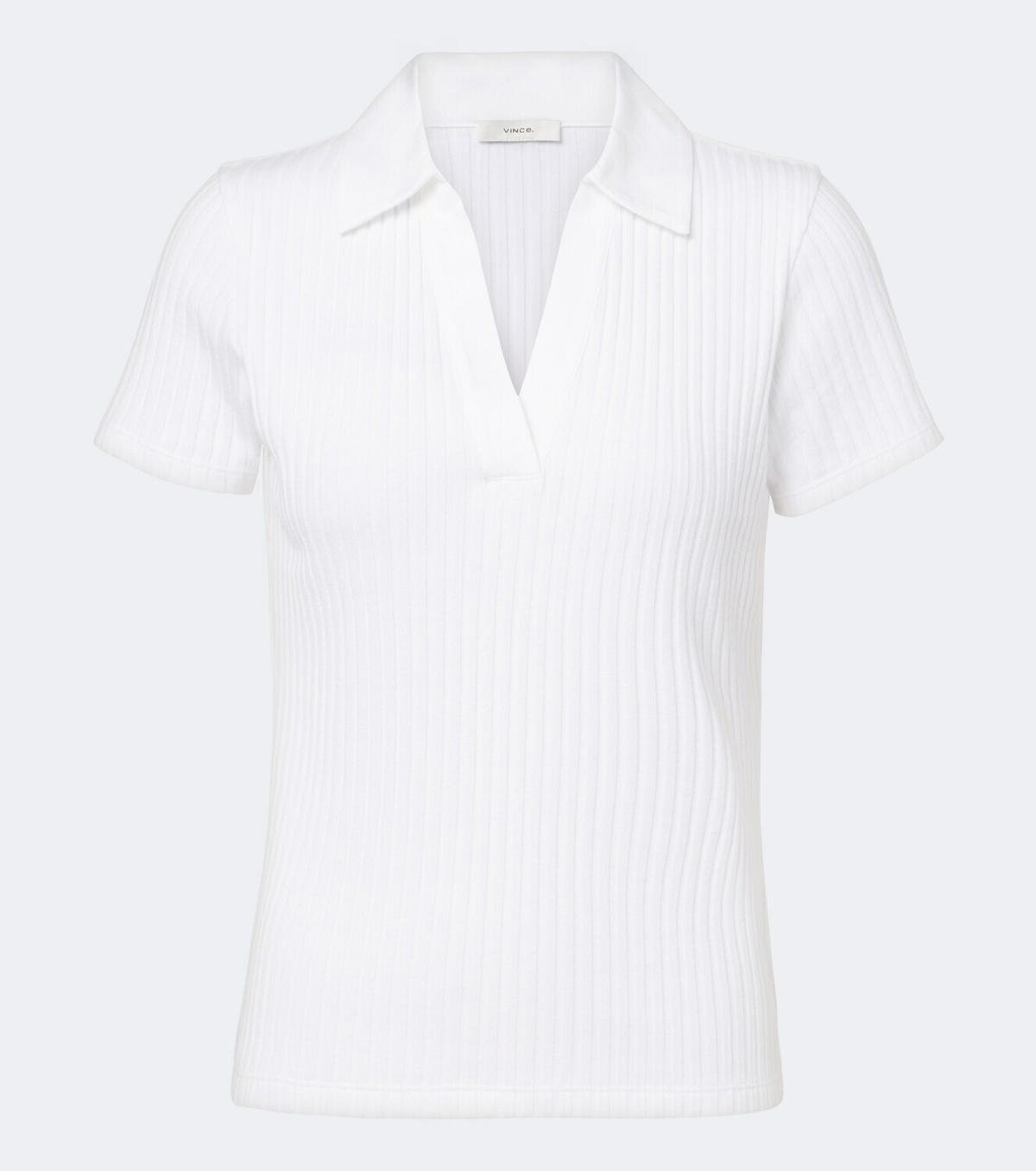 Vince Ribbed-knit cotton-blend polo shirt