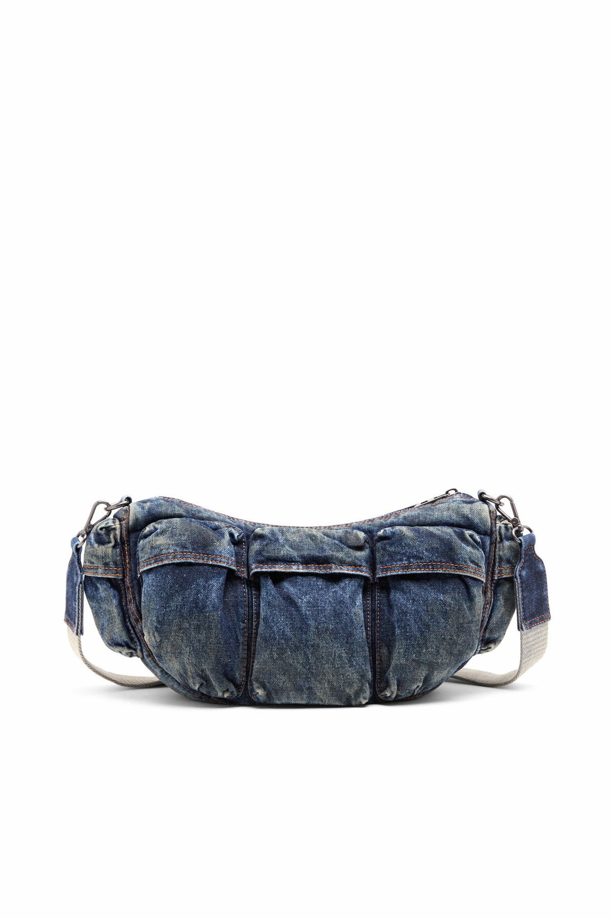 Diesel Travel 3000-Multipocket bag in treated denim - Crossbody