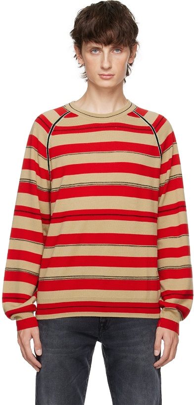 Photo: PS by Paul Smith Red & Beige Striped Sweater
