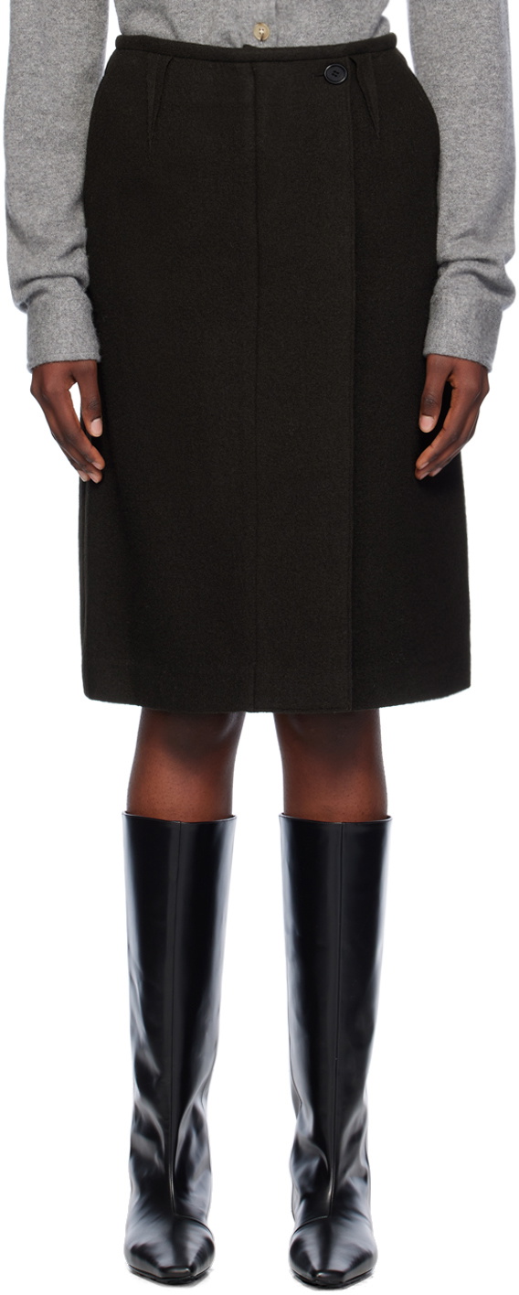 UMBER POSTPAST Brown Wool Felted Midi Skirt