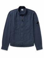 C.P. Company - Logo-Appliquéd Cotton and Linen-Blend Twill Jacket - Blue