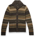 RRL - Slim-Fit Shawl-Collar Striped Wool, Linen and Silk-Blend Cardigan - Brown