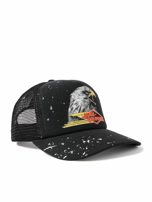 Photo: AMIRI - Paint-Splattered Printed Padded Cotton-Canvas and Mesh Trucker Cap