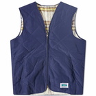 Butter Goods Men's Reversible Hairy Plaid Vest in Navy/Wheat