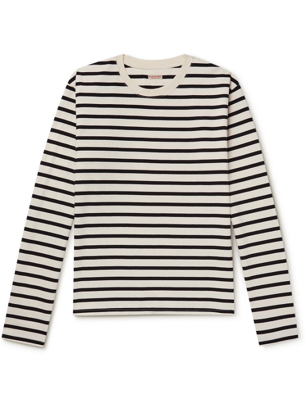 Photo: KAPITAL - Printed Striped Cotton-Jersey T-Shirt - Neutrals