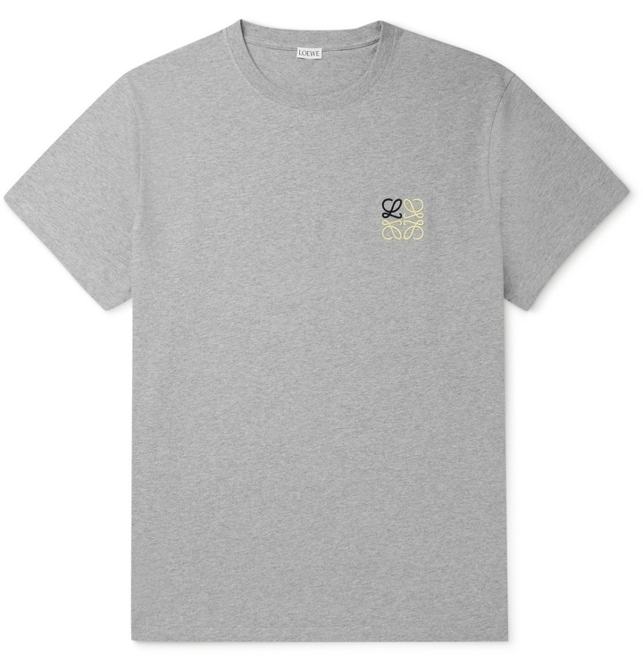 Photo: LOEWE - Logo-Embroidered Cotton-Jersey T-Shirt - Gray