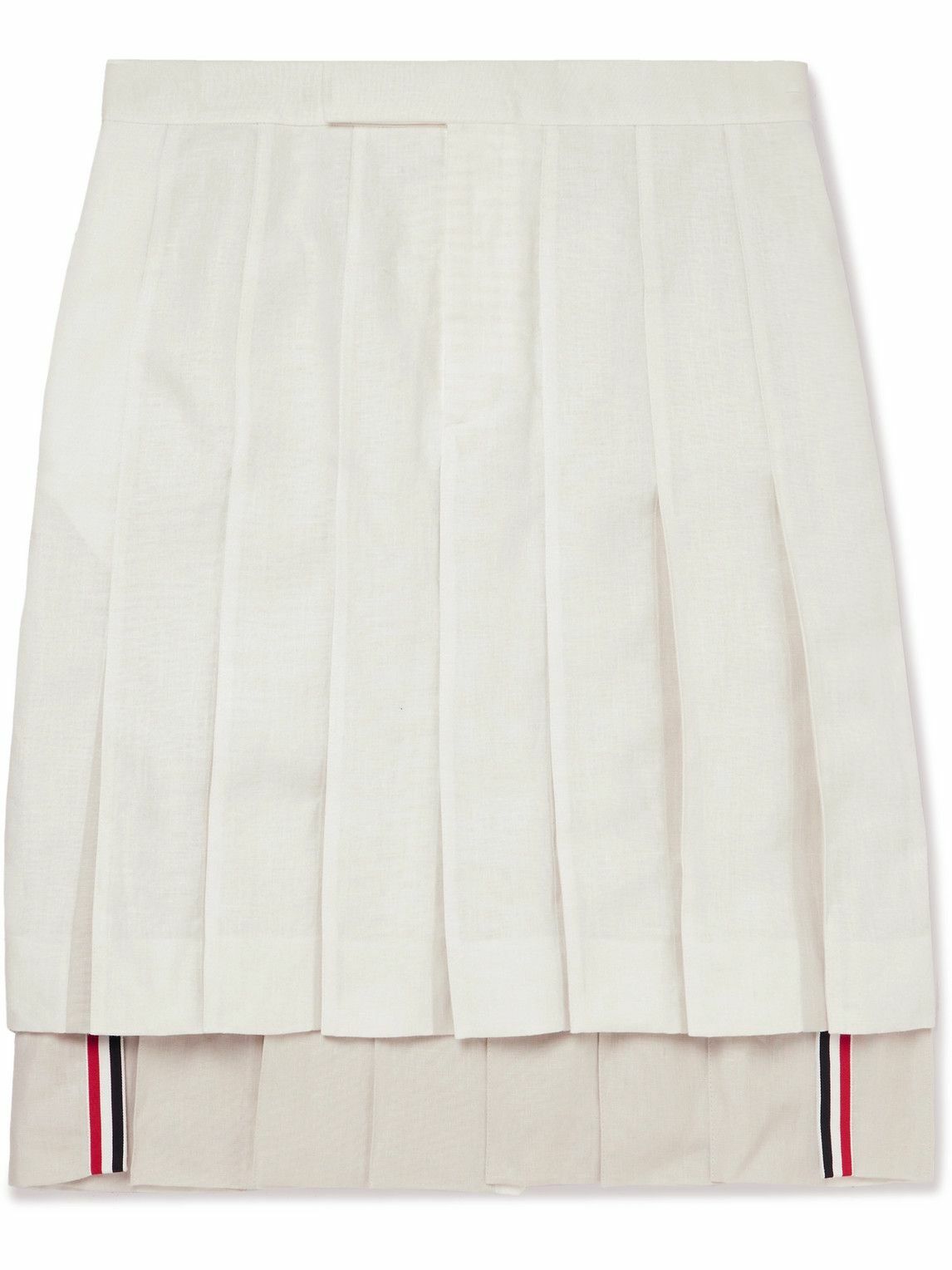 Thom Browne - Pleated Linen Skirt - White Thom Browne