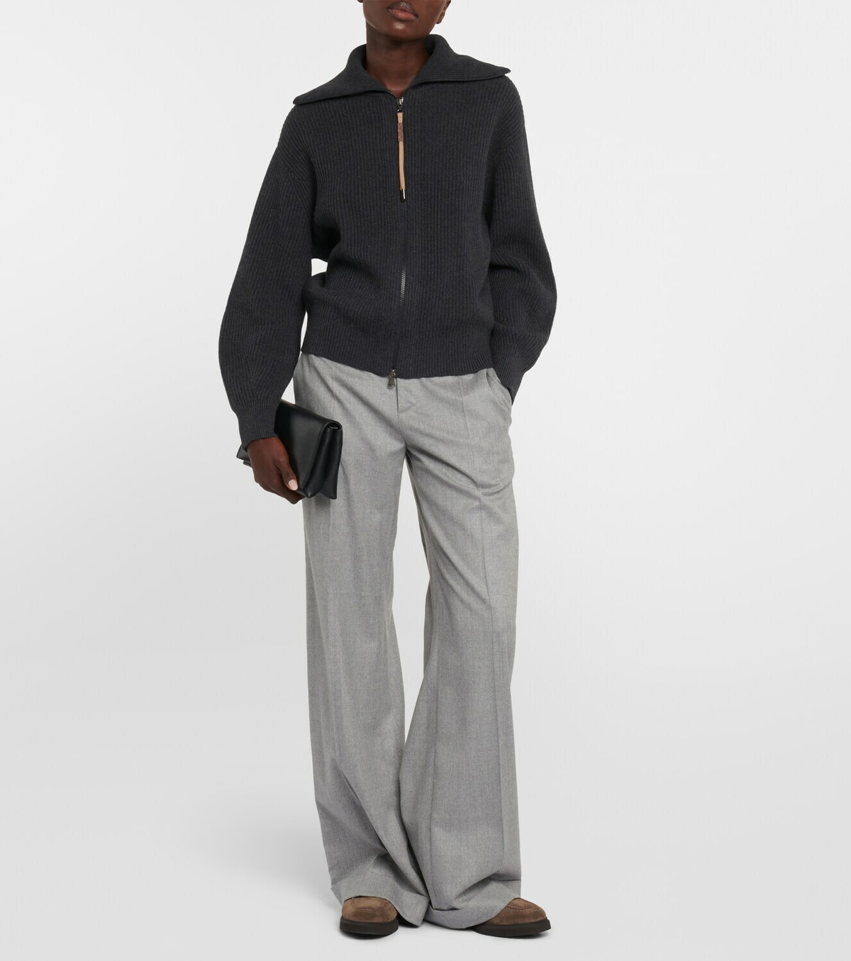 Brunello Cucinelli Shearling-trimmed suede loafers Brunello
